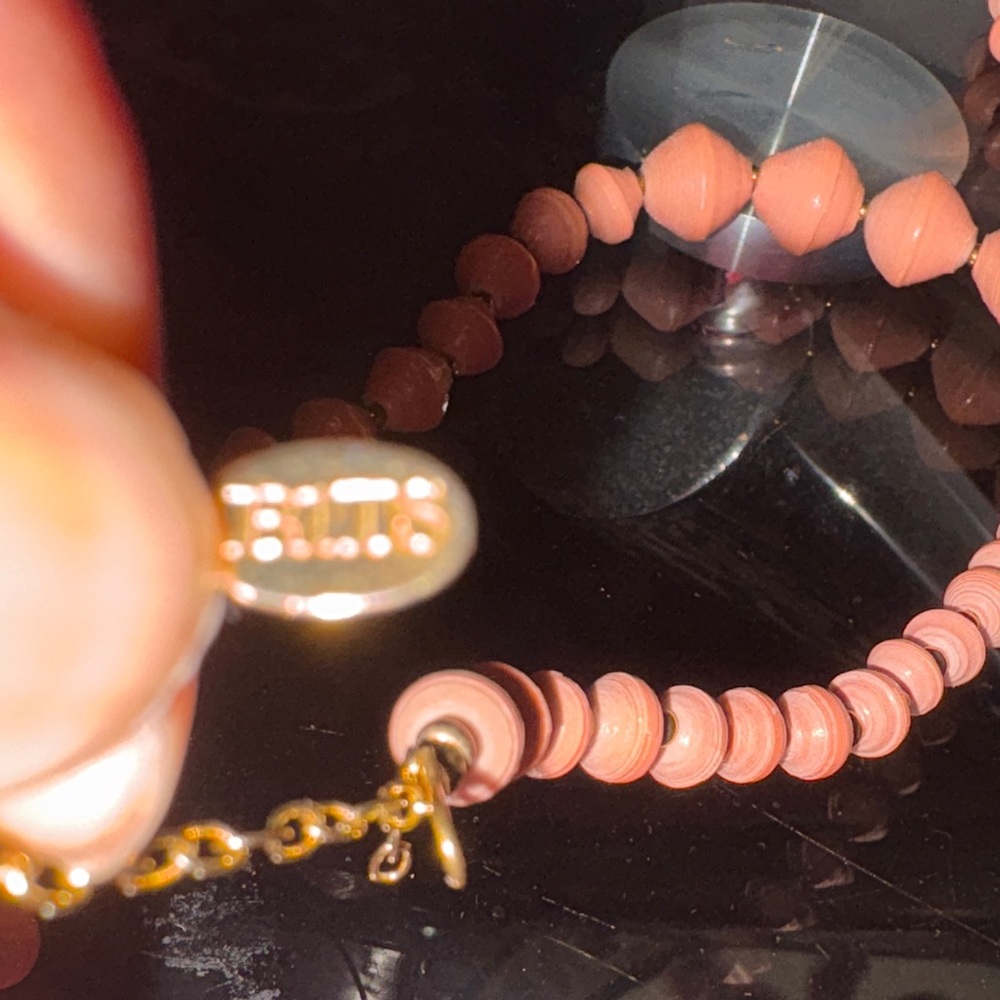 Peach Colored Beaded Paper Necklace Vintage - Picture 7 of 10